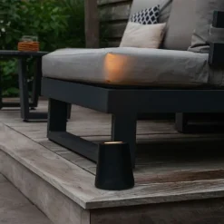 Moderner Gartenstrahler schwarz rund IP65 - Lennard