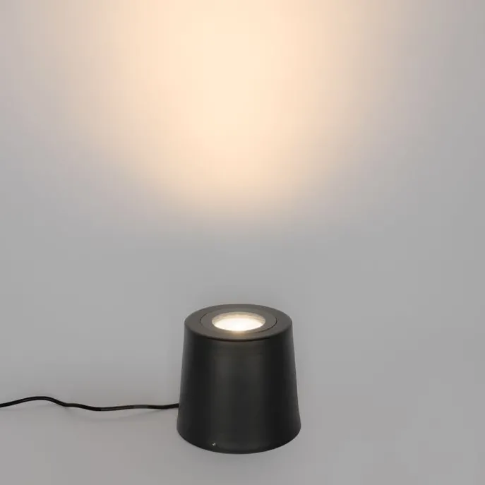 Moderner Gartenstrahler schwarz rund IP65 AR111 - Lennard