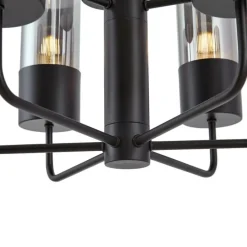 Moderner Kronleuchter schwarz mit Rauchglas 9-flammig - Laura