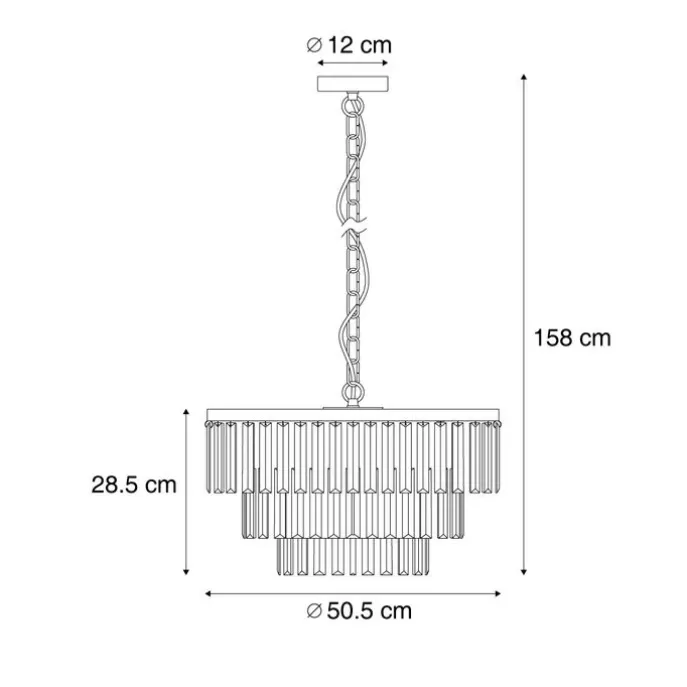 Moderner Kronleuchter Schwarz mit Rauchglas 9-flammig - Amel