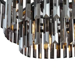 Moderner Kronleuchter Schwarz mit Rauchglas 9-flammig - Amel