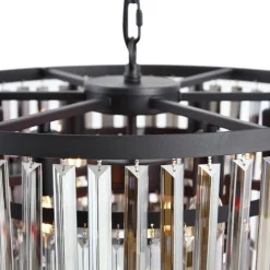 Moderner Kronleuchter Schwarz mit Rauchglas 9-flammig - Amel