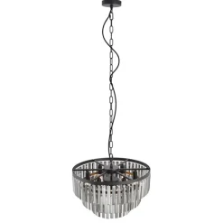 Moderner Kronleuchter Schwarz mit Rauchglas 9-flammig - Amel