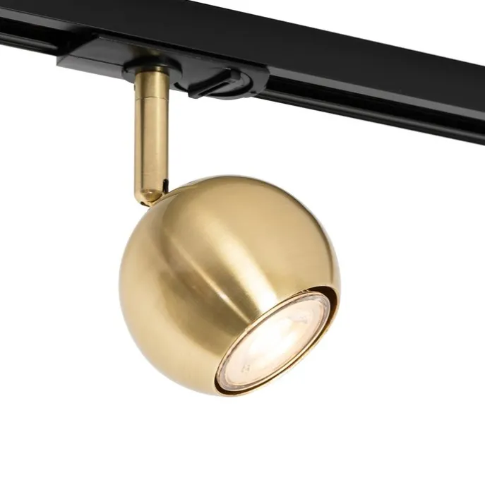 Moderner 1-phasiger Schienenstrahler schwarz mit Gold - Iconic Gissi