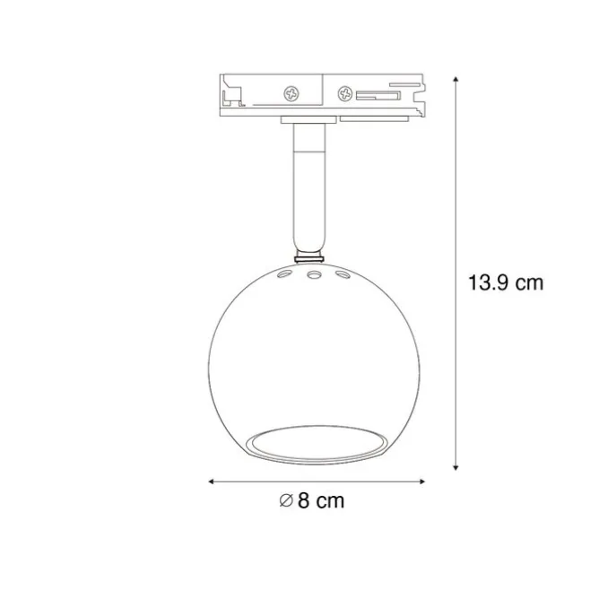 Moderner 1-phasiger Schienenstrahler schwarz mit Gold - Iconic Gissi