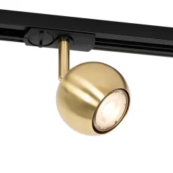 Moderner 1-phasiger Schienenstrahler schwarz mit Gold - Iconic Gissi