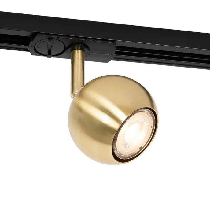 Moderner 1-phasiger Schienenstrahler schwarz mit Gold - Iconic Gissi