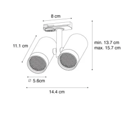 Moderner 1-phasiger Stromschienenstrahler schwarz 2-Licht - Iconic Scopio