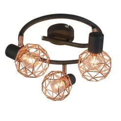 Moderner schwarzer Deckenstraher mit kupfer 3 flammig - Mesh