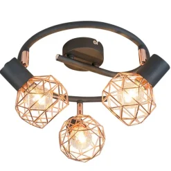 Moderner schwarzer Deckenstraher mit kupfer 3 flammig - Mesh