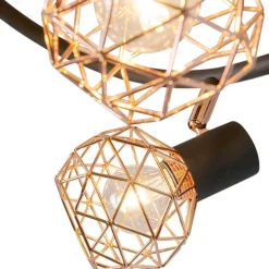 Moderner schwarzer Deckenstraher mit kupfer 3 flammig - Mesh