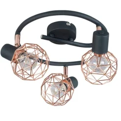 Moderner schwarzer Deckenstraher mit kupfer 3 flammig - Mesh