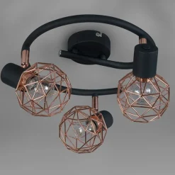 Moderner schwarzer Deckenstraher mit kupfer 3 flammig - Mesh