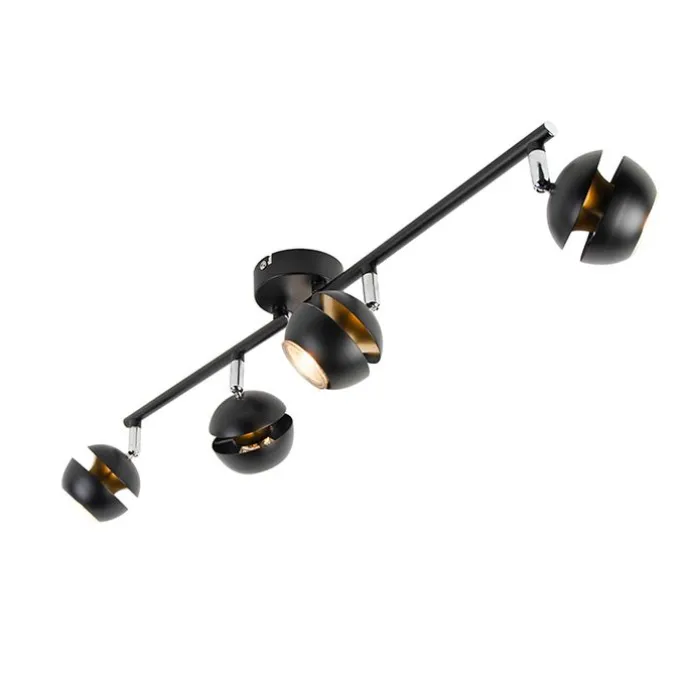 Moderner Spot 4-Flammig schwarz mit goldener Innenseite- Buell Deluxe