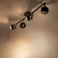 Moderner Spot 4-Flammig schwarz mit goldener Innenseite- Buell Deluxe