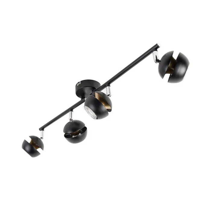 Moderner Spot 4-Flammig schwarz mit goldener Innenseite- Buell Deluxe