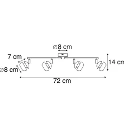 Moderner Spot 4-Flammig schwarz mit goldener Innenseite- Buell Deluxe