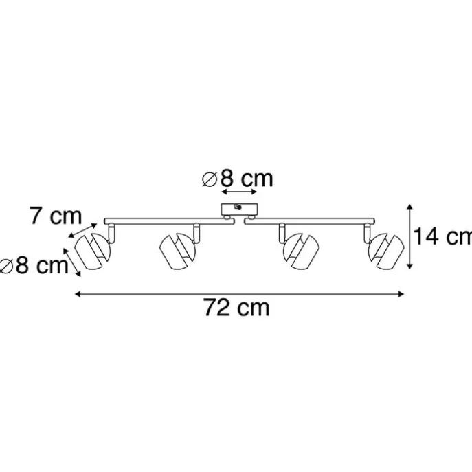 Moderner Spot 4-Flammig schwarz mit goldener Innenseite- Buell Deluxe