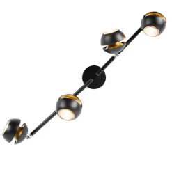 Moderner Spot 4-Flammig schwarz mit goldener Innenseite- Buell Deluxe