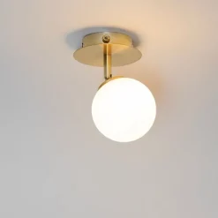 Moderner Spot Gold mit Opalglas mit Schalter - Athens