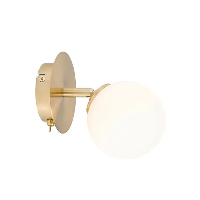 Moderner Spot Gold mit Opalglas mit Schalter - Athens