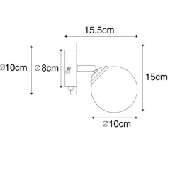 Moderner Spot Gold mit Opalglas mit Schalter - Athens
