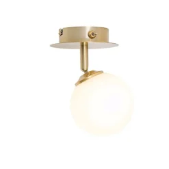 Moderner Spot Gold mit Opalglas mit Schalter - Athens