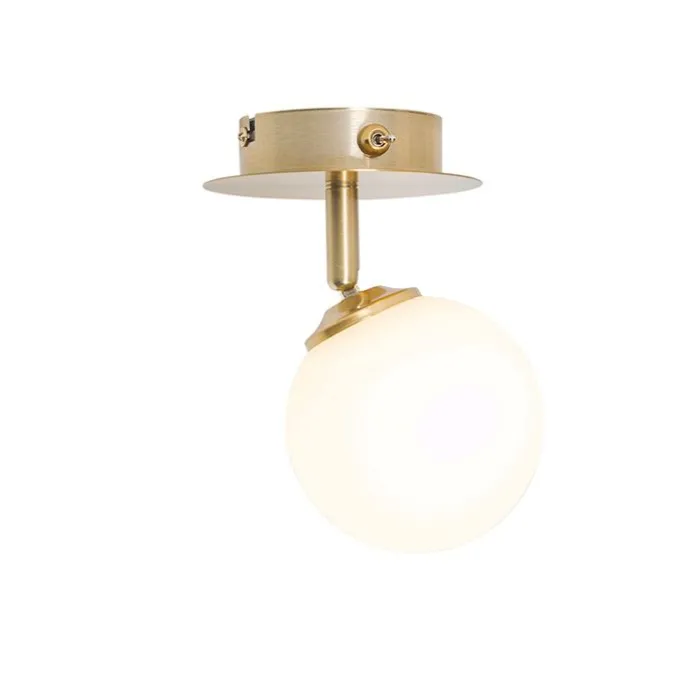 Moderner Spot Gold mit Opalglas mit Schalter - Athens