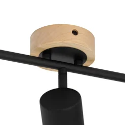 Moderner Spot in Schwarz mit 3-flammigem, kippbarem Holz - Jeana