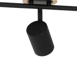 Moderner Spot in Schwarz mit 3-flammigem, kippbarem Holz - Jeana