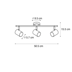 Moderner Spot in Schwarz mit 3-flammigem, kippbarem Holz - Jeana