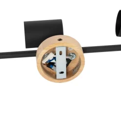 Moderner Spot in Schwarz mit 3-flammigem, kippbarem Holz - Jeana