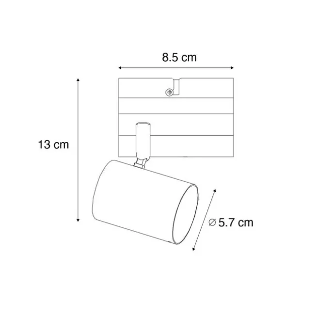 Moderner Spot in Schwarz mit Holz, verstellbar, quadratisch – Jeana
