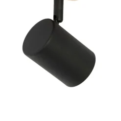 Moderner Spot in Schwarz mit Holz, verstellbar, quadratisch – Jeana