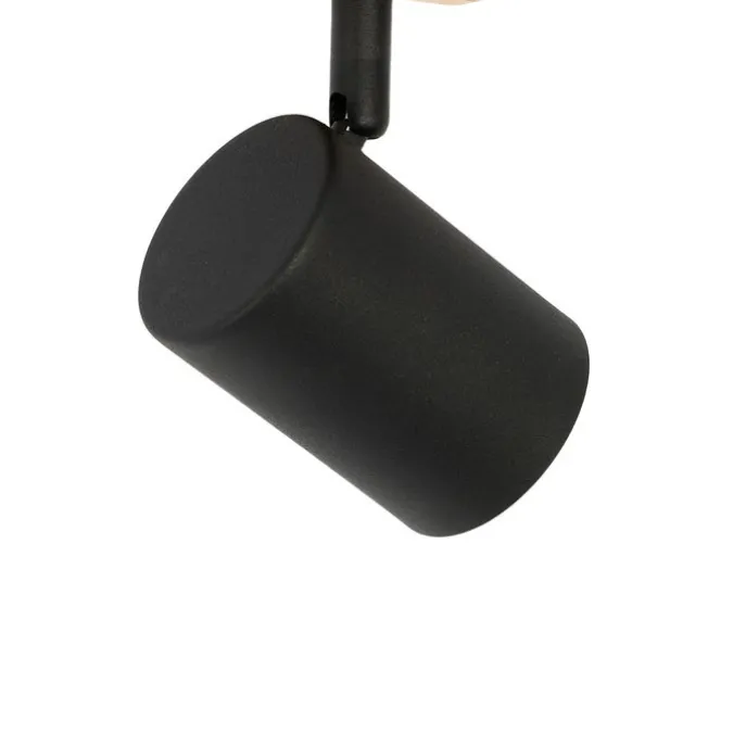 Moderner Spot in Schwarz mit Holz, verstellbar, quadratisch – Jeana