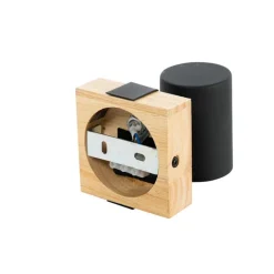 Moderner Spot in Schwarz mit Holz, verstellbar, quadratisch – Jeana