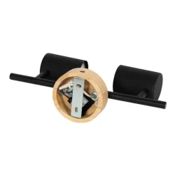 Moderner Spot in Schwarz mit kippbarem Holz, 2-flammig – Jeana