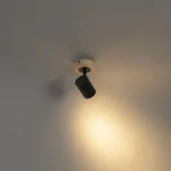 Moderner Spot schwarz mit kippbarem Holz - Jeana