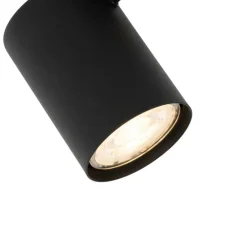 Moderner Spot schwarz mit kippbarem Holz - Jeana