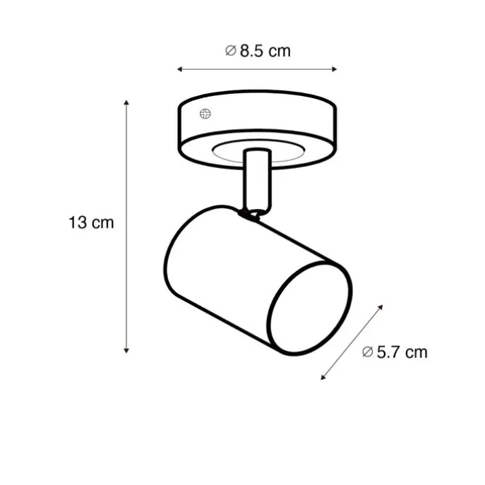 Moderner Spot schwarz mit kippbarem Holz - Jeana