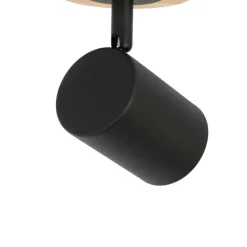 Moderner Spot schwarz mit kippbarem Holz - Jeana