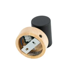 Moderner Spot schwarz mit kippbarem Holz - Jeana