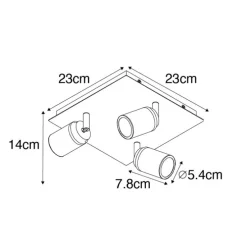 Moderner Spot schwarz quadratisch 3-Licht IP44 - Ducha