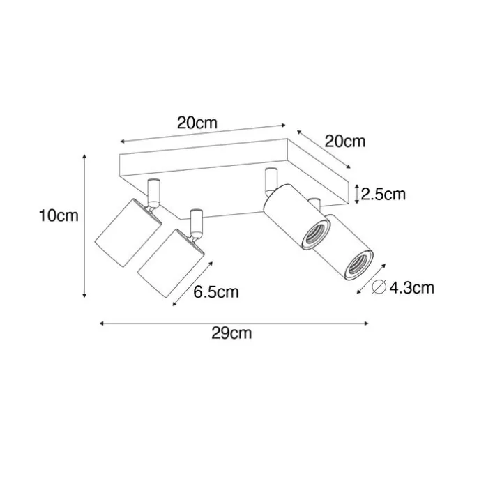 Moderner Spot weiß quadratisch 4-flammig - Facil