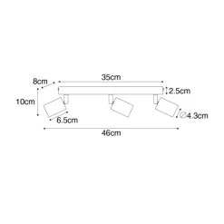 Moderner Spot weiß rechteckig 3-flammig - Facil