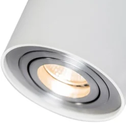 Moderner Strahler Weiß und Stahl, dreh- und neigbar – Rondoo up