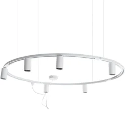Modernes Hängendes Schienensystem mit 6 Strahlern Weiß 1-phasig GU10 50mm - Iconic Ruby Honey
