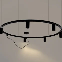 Modernes Hängendes Schienensystem mit 6 schwarzen Strahlern 1-phasig GU10 50mm - Iconic Ruby Honey
