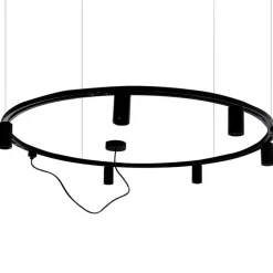 Modernes Hängendes Schienensystem mit 6 schwarzen Strahlern 1-phasig GU10 50mm - Iconic Ruby Honey