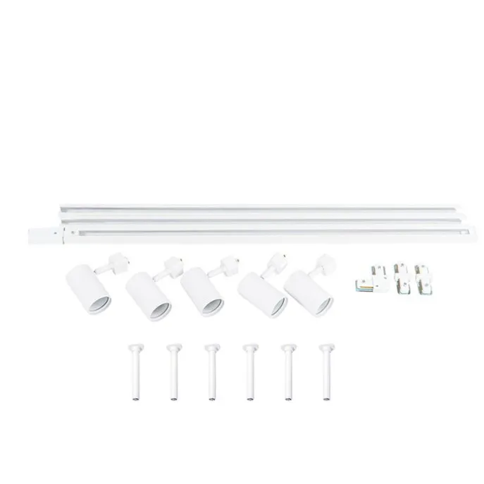 Modernes Hängendes Schienensystem mit 5 Strahlern Weiß 1-phasig - Iconic Jeana